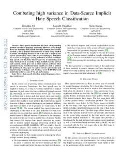 Combating high variance in Data-Scarce Implicit Hate Speech
  Classification