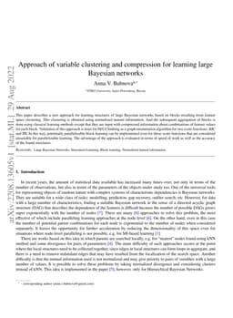 Approach of variable clustering and compression for learning large
  Bayesian networks