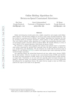 Online Bidding Algorithms for Return-on-Spend Constrained Advertisers