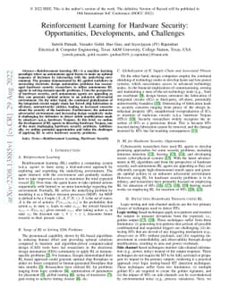 Reinforcement Learning for Hardware Security: Opportunities,
  Developments, and Challenges