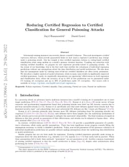 Reducing Certified Regression to Certified Classification for General
  Poisoning Attacks