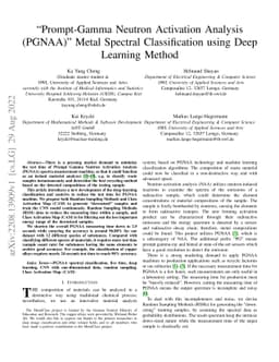 "Prompt-Gamma Neutron Activation Analysis (PGNAA)" Metal Spectral
  Classification using Deep Learning Method