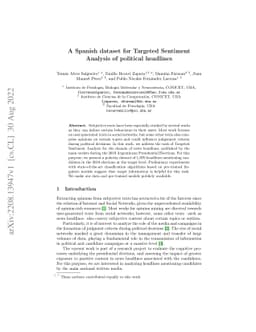 A Spanish dataset for Targeted Sentiment Analysis of political headlines