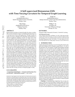 A Self-supervised Riemannian GNN with Time Varying Curvature for
  Temporal Graph Learning