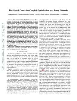 Distributed Constraint-Coupled Optimization over Lossy Networks