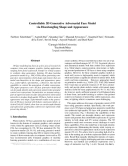 Controllable 3D Generative Adversarial Face Model via Disentangling
  Shape and Appearance