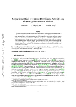 Convergence Rates of Training Deep Neural Networks via Alternating
  Minimization Methods