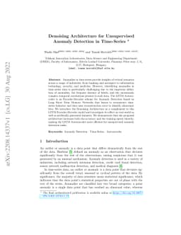 Denoising Architecture for Unsupervised Anomaly Detection in Time-Series