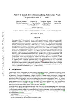 AutoWS-Bench-101: Benchmarking Automated Weak Supervision with 100
  Labels