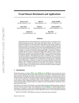 Fraud Dataset Benchmark and Applications