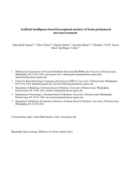 Artificial intelligence-based locoregional markers of brain peritumoral
  microenvironment