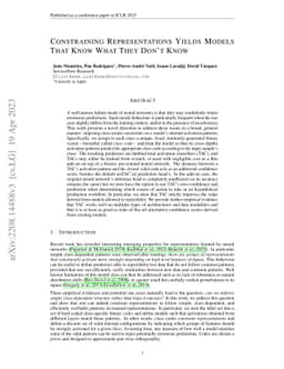 Constraining Representations Yields Models That Know What They Don't
  Know