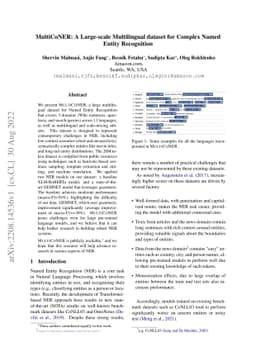 MultiCoNER: A Large-scale Multilingual dataset for Complex Named Entity
  Recognition