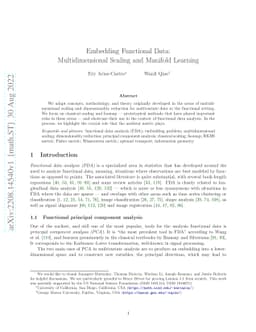 Embedding Functional Data: Multidimensional Scaling and Manifold
  Learning