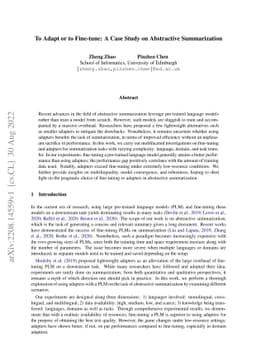 To Adapt or to Fine-tune: A Case Study on Abstractive Summarization