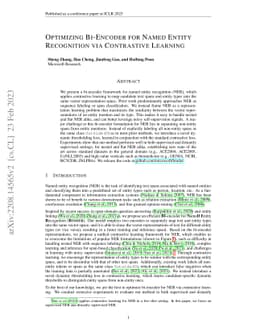 Optimizing Bi-Encoder for Named Entity Recognition via Contrastive
  Learning