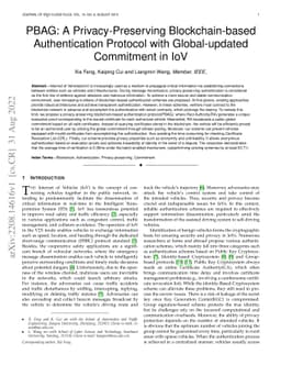 PBAG: A Privacy-Preserving Blockchain-based Authentication Protocol with
  Global-updated Commitment in IoV