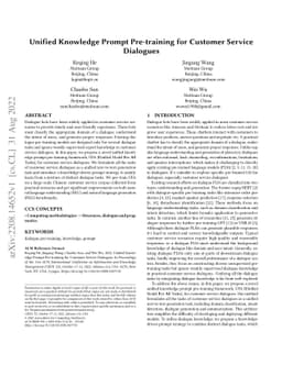 Unified Knowledge Prompt Pre-training for Customer Service Dialogues
