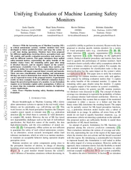 Unifying Evaluation of Machine Learning Safety Monitors