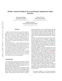 AWADA: Attention-Weighted Adversarial Domain Adaptation for Object
  Detection