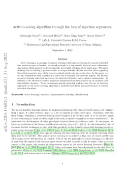 Active learning algorithm through the lens of rejection arguments