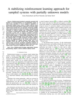 A stabilizing reinforcement learning approach for sampled systems with
  partially unknown models