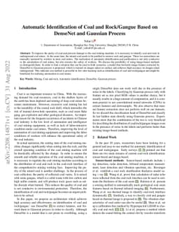 Automatic Identification of Coal and Rock/Gangue Based on DenseNet and
  Gaussian Process
