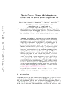 NestedFormer: Nested Modality-Aware Transformer for Brain Tumor
  Segmentation