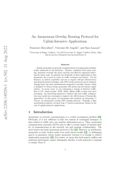 An Anonymous Overlay Routing Protocol for Uplink-Intensive Applications