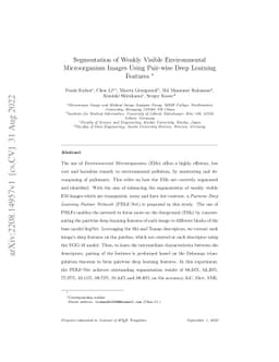 Segmentation of Weakly Visible Environmental Microorganism Images Using
  Pair-wise Deep Learning Features