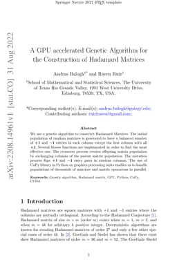 A GPU accelerated Genetic Algorithm for the Construction of Hadamard
  Matrices