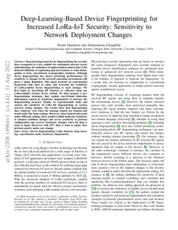 Deep-Learning-Based Device Fingerprinting for Increased LoRa-IoT
  Security: Sensitivity to Network Deployment Changes