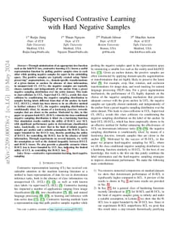 Supervised Contrastive Learning with Hard Negative Samples