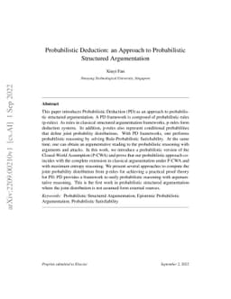 Probabilistic Deduction: an Approach to Probabilistic Structured
  Argumentation