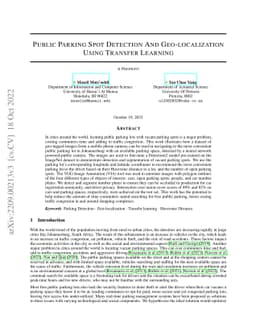 Public Parking Spot Detection And Geo-localization Using Transfer
  Learning