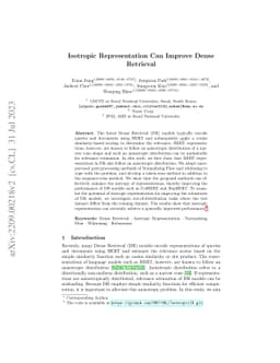 Isotropic Representation Can Improve Dense Retrieval