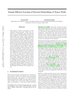 Sample Efficient Learning of Factored Embeddings of Tensor Fields