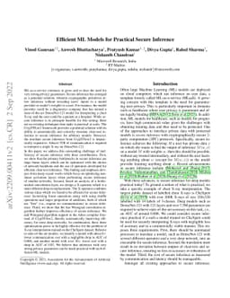 Efficient ML Models for Practical Secure Inference