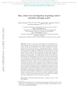 Hey, robot! An investigation of getting robot's attention through touch