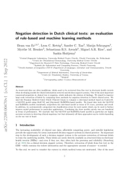 Negation detection in Dutch clinical texts: an evaluation of rule-based
  and machine learning methods