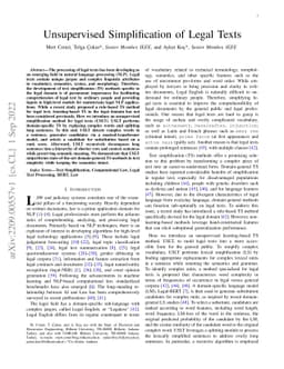 Unsupervised Simplification of Legal Texts