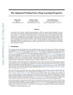 The Alignment Problem from a Deep Learning Perspective