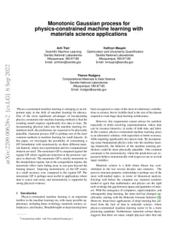 Monotonic Gaussian process for physics-constrained machine learning with
  materials science applications