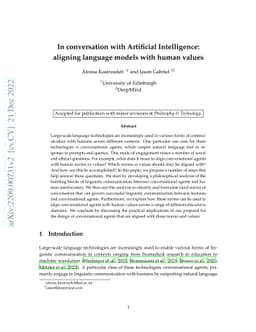 In conversation with Artificial Intelligence: aligning language models
  with human values