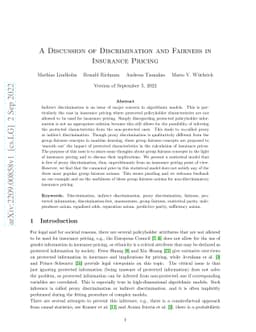 A Discussion of Discrimination and Fairness in Insurance Pricing