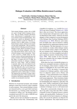 Dialogue Evaluation with Offline Reinforcement Learning