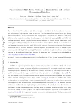 Physics-informed MTA-UNet: Prediction of Thermal Stress and Thermal
  Deformation of Satellites