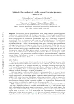 Intrinsic fluctuations of reinforcement learning promote cooperation