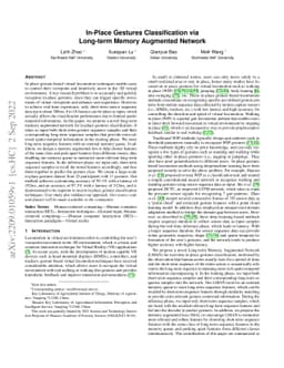 In-Place Gestures Classification via Long-term Memory Augmented Network