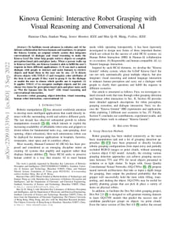 Kinova Gemini: Interactive Robot Grasping with Visual Reasoning and
  Conversational AI